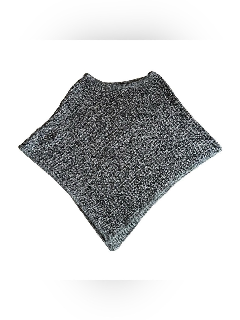 Y2K Cache Women’s Gray Silver Metallic Knit Sweater Poncho Top Size S/M